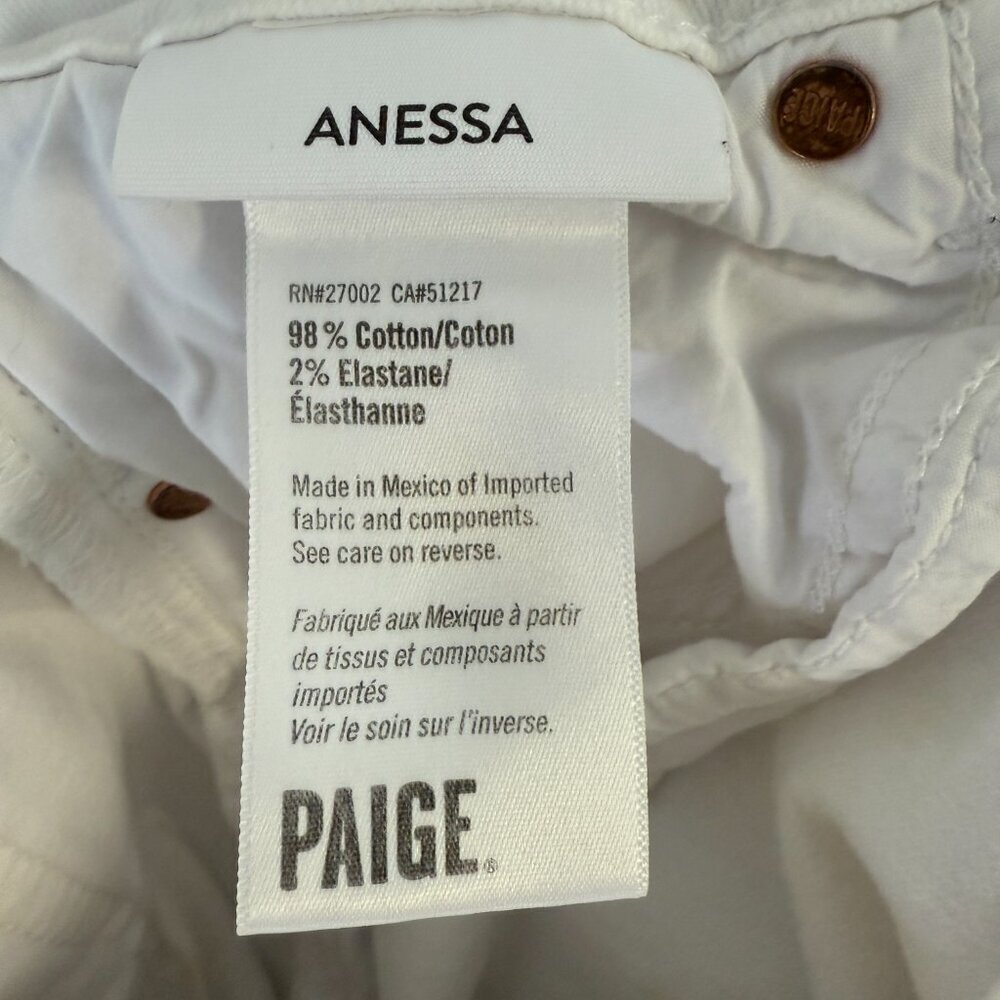 Paige White Denim Wide Leg Crop Raw Hem Jeans - Picture 5 of 5